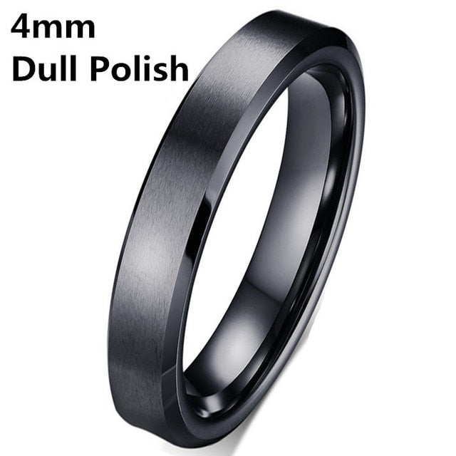 4mm Dull Polish Black Titanium Ring For Men and Women