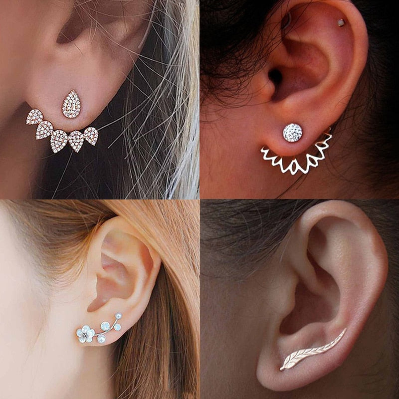 2019 New Crystal Flower Drop Earrings for Women Fashion Jewelry Gold Silver Rhinestones Earrings Gift for Party Best Friend