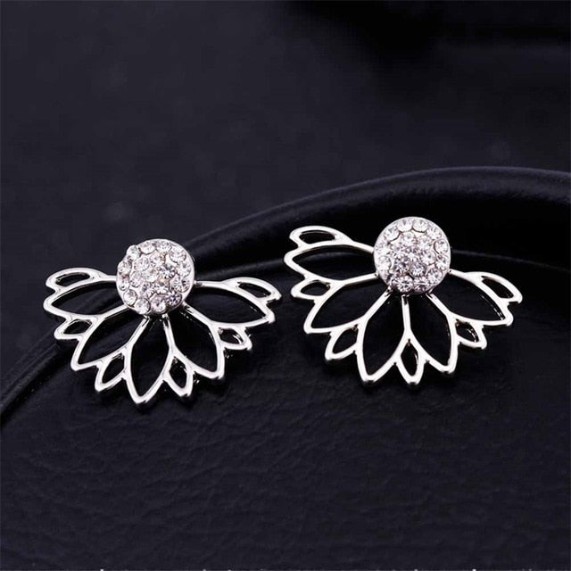 2019 New Crystal Flower Drop Earrings for Women Fashion Jewelry Gold Silver Rhinestones Earrings Gift for Party Best Friend