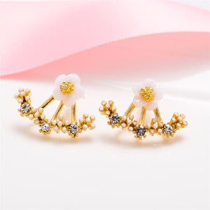 2019 New Crystal Flower Drop Earrings for Women Fashion Jewelry Gold Silver Rhinestones Earrings Gift for Party Best Friend