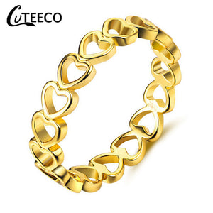 CUTEECO 2019 Fashion Rose Gold Color Heart Shaped Wedding Ring for Women Zircon Engagement Rings Glamour Jewelry Anillos Mujer