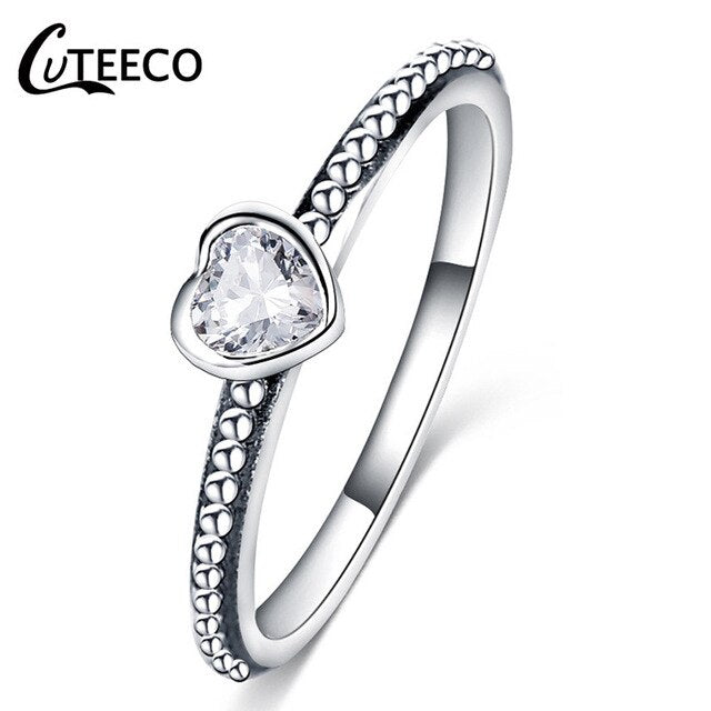 CUTEECO 2019 Fashion Rose Gold Color Heart Shaped Wedding Ring for Women Zircon Engagement Rings Glamour Jewelry Anillos Mujer