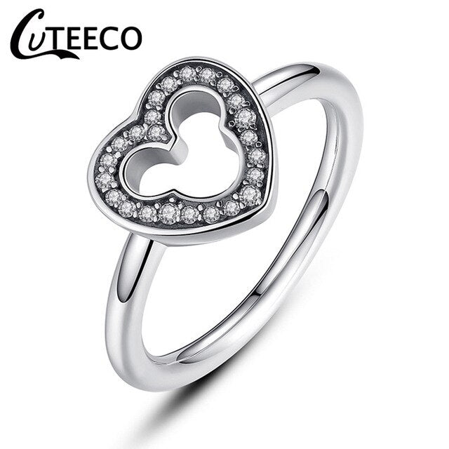 CUTEECO 2019 Fashion Rose Gold Color Heart Shaped Wedding Ring for Women Zircon Engagement Rings Glamour Jewelry Anillos Mujer