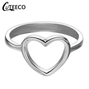 CUTEECO 2019 Fashion Rose Gold Color Heart Shaped Wedding Ring for Women Zircon Engagement Rings Glamour Jewelry Anillos Mujer