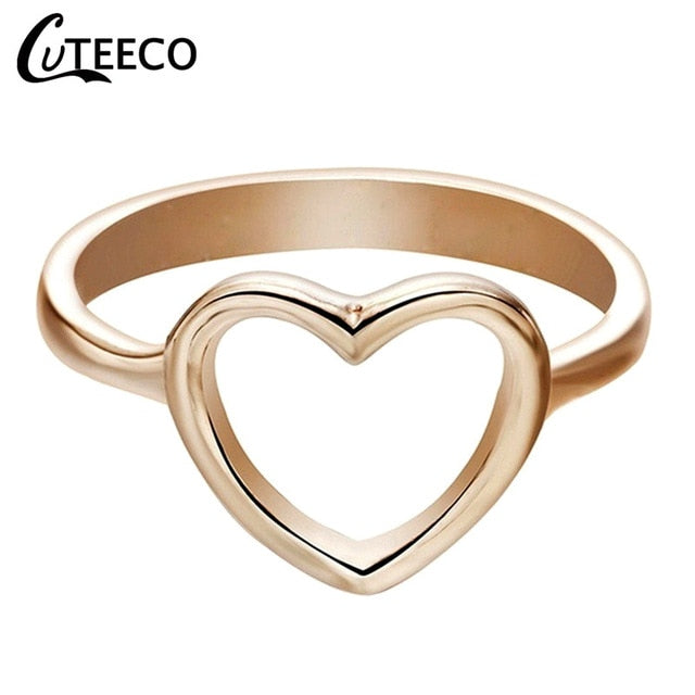 CUTEECO 2019 Fashion Rose Gold Color Heart Shaped Wedding Ring for Women Zircon Engagement Rings Glamour Jewelry Anillos Mujer