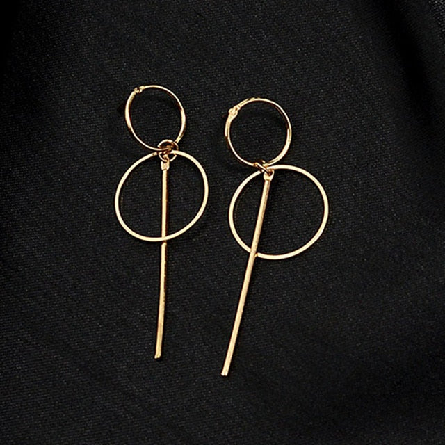 NEW Gold Metal Tassel Earrings for Women Long Circle Pendant Earings Fashion Jewelry Statement Geometric Vorbellen Voor Vrouwen