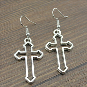 Fashion Handmade Simple Design 38x22mm Cross Charms Drop Earrings Jewelry Gift For Women