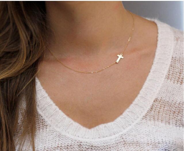 Small Gold Cross Pendant Necklace Women Girl Kids,Mini Charm Pendant Gold Color Jewelry Crucifix Christian Ornaments