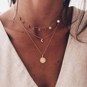 26 Styles Bohemian Multi layer Pendant Necklaces For Women Fashion Golden Geometric Charm Chains Necklace Jewelry Wholesale