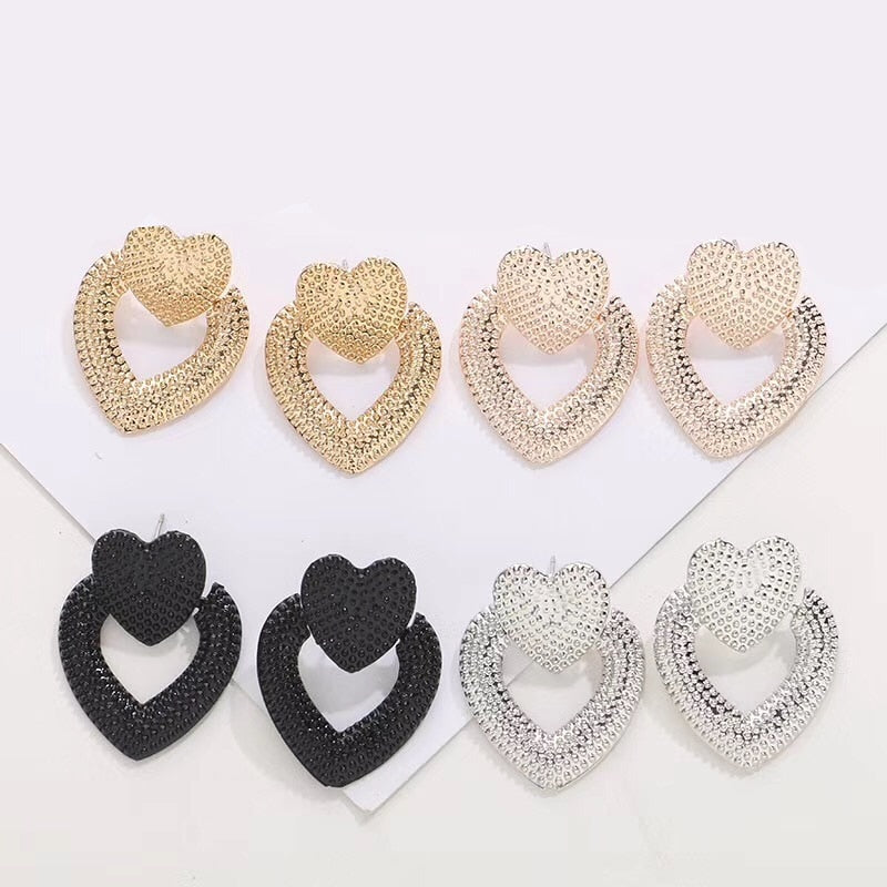 Ufavoirte NEW trend 2019 Vintage Earrings for women gold color Geometric statement heart metal earing Hanging fashion jewelry