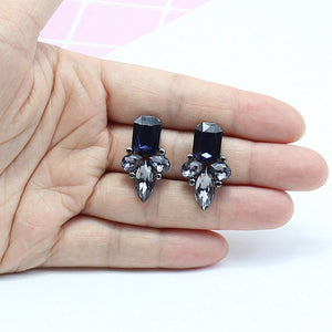 New Women's Fashion Crystal  Earrings Rhinestone RED / Pink Glass Black Resin Sweet Metal Leaf Ear Earrings For Girl