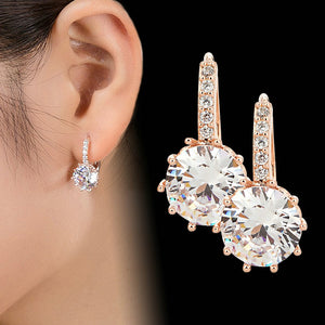 2018 New Vintage Earrings Rose Gold Crystal CZ Bling Drop Earrings for Women Girls Christmas Gfit Fashion Wedding Jewelry