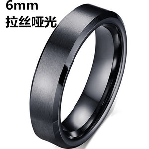 4mm Dull Polish Black Titanium Ring For Men and Women