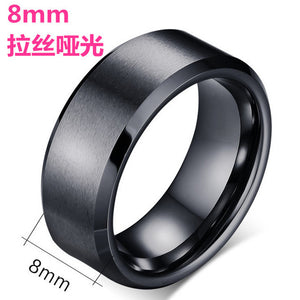 4mm Dull Polish Black Titanium Ring For Men and Women