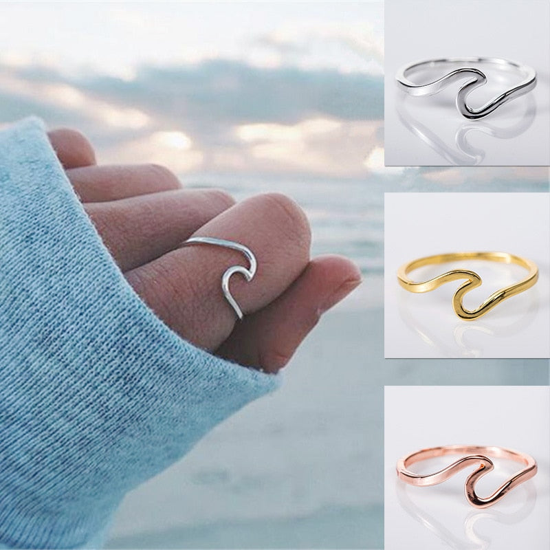 Fashion Simple Wave Rings for Women White Gold Color Wedding Jewelry  Ladies Gifts 2019 New Arrivals Dropshippping