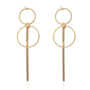 Simple fashion gold color Silver plated geometric Long Circle earrings for women fashion big hollow drop earrings jewelry