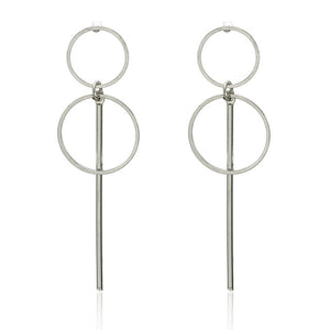 Simple fashion gold color Silver plated geometric Long Circle earrings for women fashion big hollow drop earrings jewelry