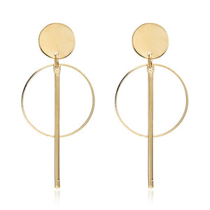 Simple fashion gold color Silver plated geometric Long Circle earrings for women fashion big hollow drop earrings jewelry