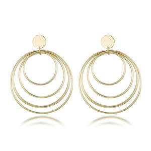 Simple fashion gold color Silver plated geometric Long Circle earrings for women fashion big hollow drop earrings jewelry