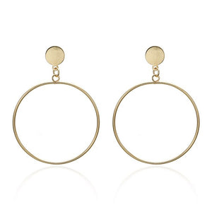 Simple fashion gold color Silver plated geometric Long Circle earrings for women fashion big hollow drop earrings jewelry