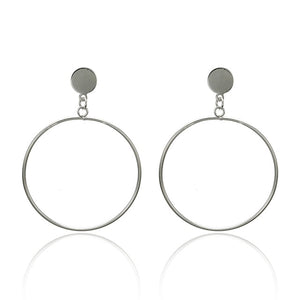 Simple fashion gold color Silver plated geometric Long Circle earrings for women fashion big hollow drop earrings jewelry