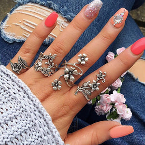 20 models rings for women Bohemia Retro Carved crown Crystal flower Star gem Multi-element set wedding rings Anniversary gift