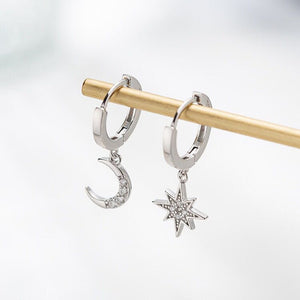 Dominated new 2019 personality asymmetric crystal Star fashion Drop earrings Delicate joker Moon style Women earrings Jewelry