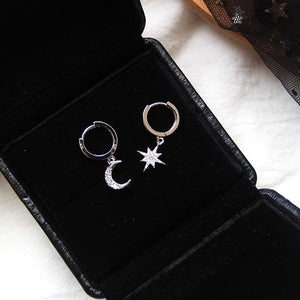 Dominated new 2019 personality asymmetric crystal Star fashion Drop earrings Delicate joker Moon style Women earrings Jewelry