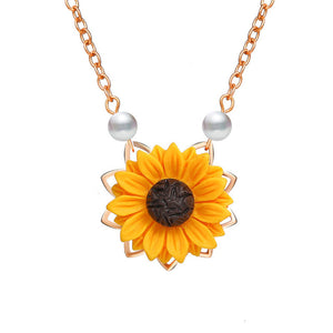 Fashion Women Sweater Chain Sunflower Necklace Open Locket You Are My Sunshine Pendant Necklace Resin Flower Girl Gift Jewelry