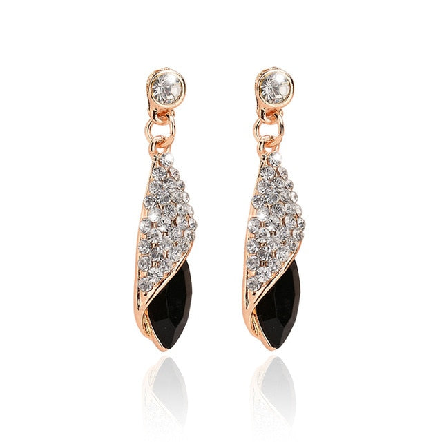 1 pair Girls Fashion Earrings Women Crystal Water Drop Earrings Fashion Jewelry Wedding Pierced Dangle Earrings 4 colors