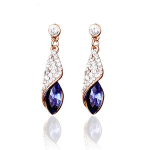 1 pair Girls Fashion Earrings Women Crystal Water Drop Earrings Fashion Jewelry Wedding Pierced Dangle Earrings 4 colors