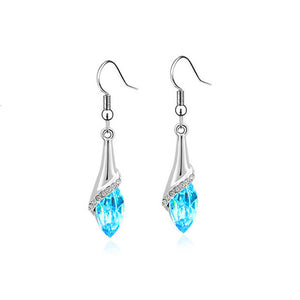 1 pair Girls Fashion Earrings Women Crystal Water Drop Earrings Fashion Jewelry Wedding Pierced Dangle Earrings 4 colors