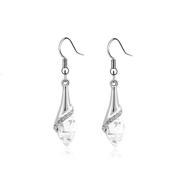 1 pair Girls Fashion Earrings Women Crystal Water Drop Earrings Fashion Jewelry Wedding Pierced Dangle Earrings 4 colors