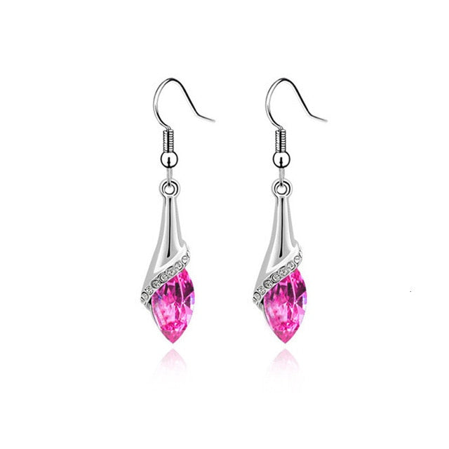 1 pair Girls Fashion Earrings Women Crystal Water Drop Earrings Fashion Jewelry Wedding Pierced Dangle Earrings 4 colors