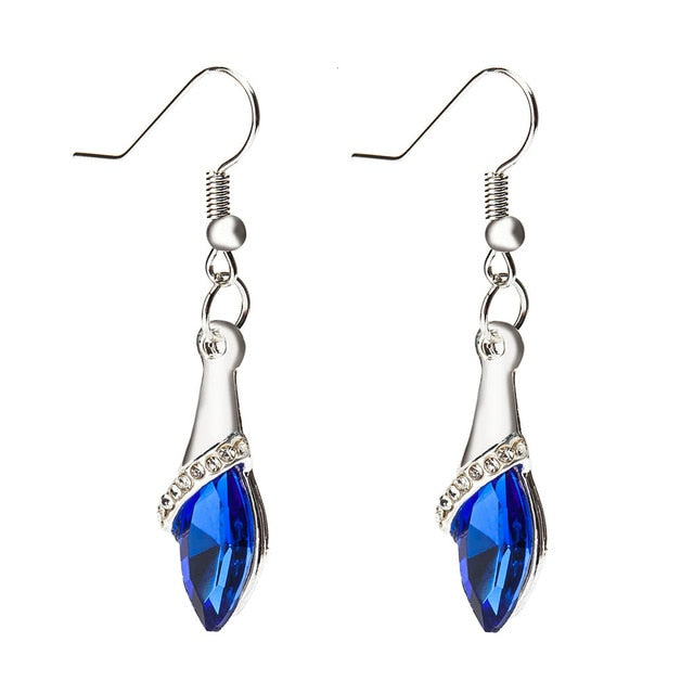 1 pair Girls Fashion Earrings Women Crystal Water Drop Earrings Fashion Jewelry Wedding Pierced Dangle Earrings 4 colors