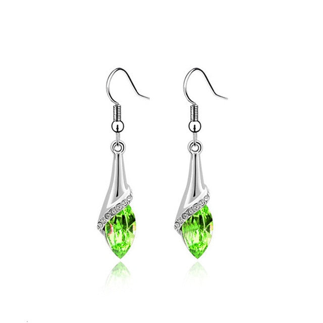 1 pair Girls Fashion Earrings Women Crystal Water Drop Earrings Fashion Jewelry Wedding Pierced Dangle Earrings 4 colors