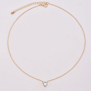 2019 New Female Fashion Crystal Heart Necklace Pendant  Short Gold Chain Necklace Pendant Necklace Charm Gifts girlfriends