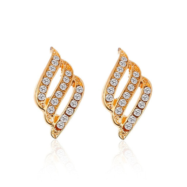 Korean Style Simple Crystal Stud Earrings For Women Wedding Fashion Jewerly Bridal Engagement Earrings Female Gifts Wholesale