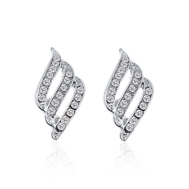 Korean Style Simple Crystal Stud Earrings For Women Wedding Fashion Jewerly Bridal Engagement Earrings Female Gifts Wholesale