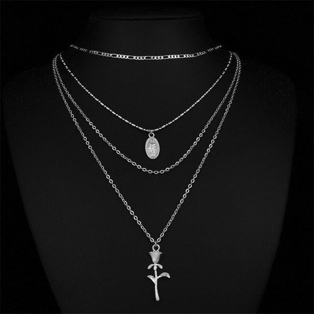 2019 new multi-layer crystal moon pendant necklace ladies retro charm necklace necklace party jewelry accessories