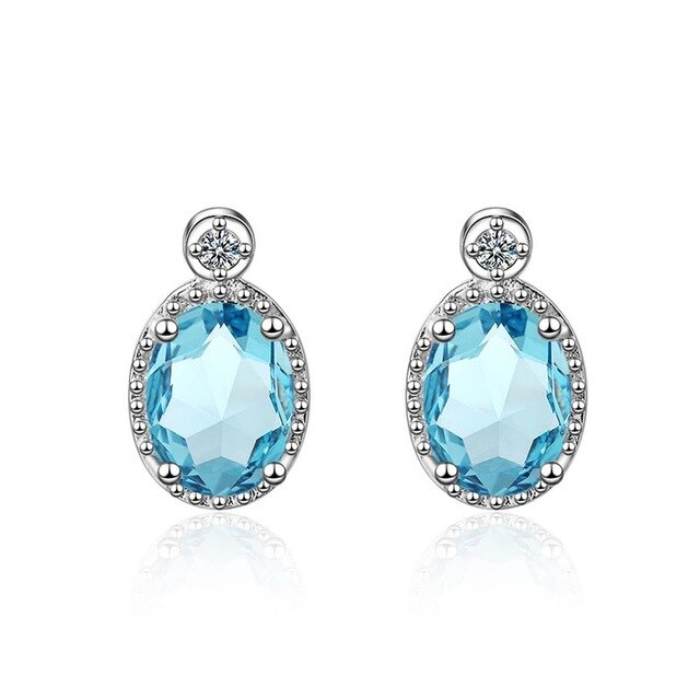 Cellacity Classic Silver 925 Earrings For Women With Oval Aquamarine Shaped Gemstones Jewerly Engagement Party Gift Wholesale