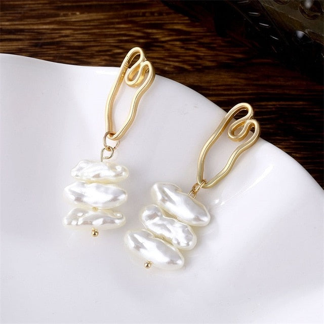 IPARAM Trend Simulation Pearl Long Earrings Female White Round Pearl Wedding Pendant Earrings Fashion Korean Jewelry Earrings