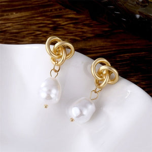 IPARAM Trend Simulation Pearl Long Earrings Female White Round Pearl Wedding Pendant Earrings Fashion Korean Jewelry Earrings