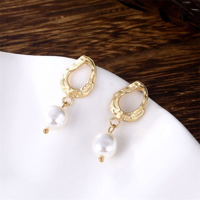 IPARAM Trend Simulation Pearl Long Earrings Female White Round Pearl Wedding Pendant Earrings Fashion Korean Jewelry Earrings