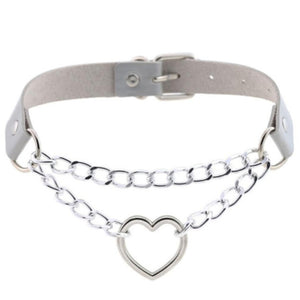 Dark Gothic Heart Chain choker collar harajuku  women girls black leather chocker emo Kawaii witch jewelry Punk Choker