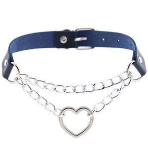 Dark Gothic Heart Chain choker collar harajuku  women girls black leather chocker emo Kawaii witch jewelry Punk Choker