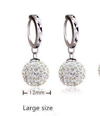 925 pure silver pendant earring full rhinestone ball ear buckle earrings fashion CZ Crystal earring Dangling wedding women