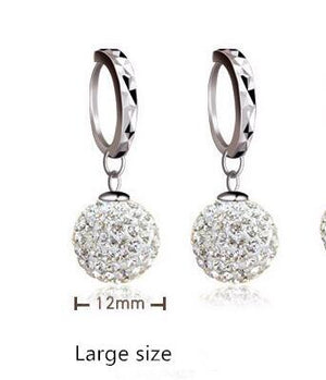 925 pure silver pendant earring full rhinestone ball ear buckle earrings fashion CZ Crystal earring Dangling wedding women