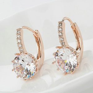 2018 New Vintage Earrings Rose Gold Crystal CZ Bling Drop Earrings for Women Girls Christmas Gfit Fashion Wedding Jewelry