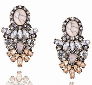 New Women's Fashion Crystal  Earrings Rhinestone RED / Pink Glass Black Resin Sweet Metal Leaf Ear Earrings For Girl e0139